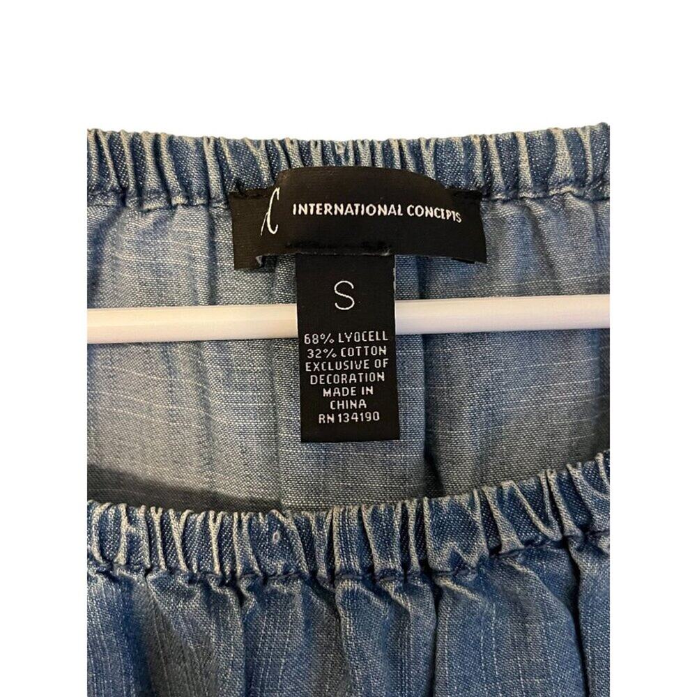 INC International Concepts Chambray denim Top Women's Size Small Excellent very - Picture 3 of 8